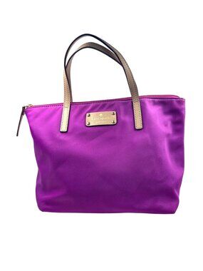 Kate Spade Fuchsia Nylon Small Kennedy Park Sophie Tote Bag Leather Handles Trim
